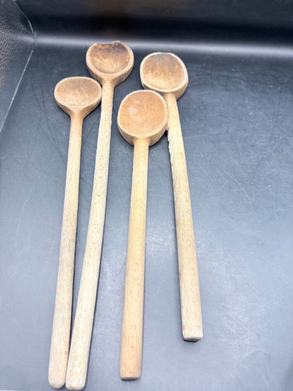 Primitive Wooden Spoons Set of 4 Rustic Farmhouse